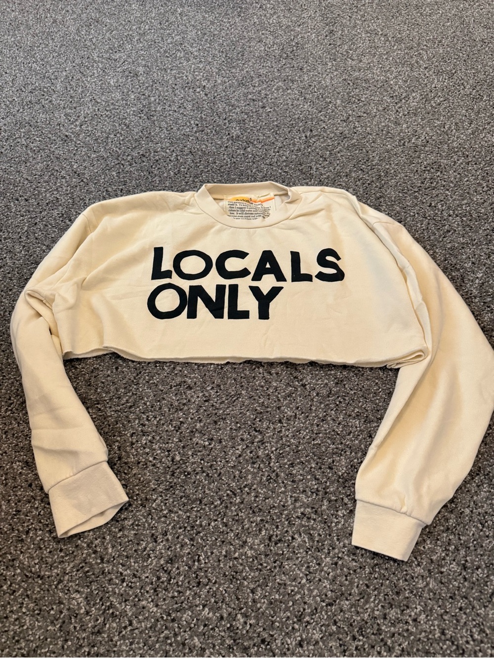 Aviator Nation Locals Only Cropped Sweatshirt - Cream and Black